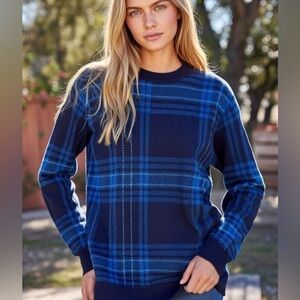 Isaac Mizrahi plaid jacquard tunic sweater size Medium NWT